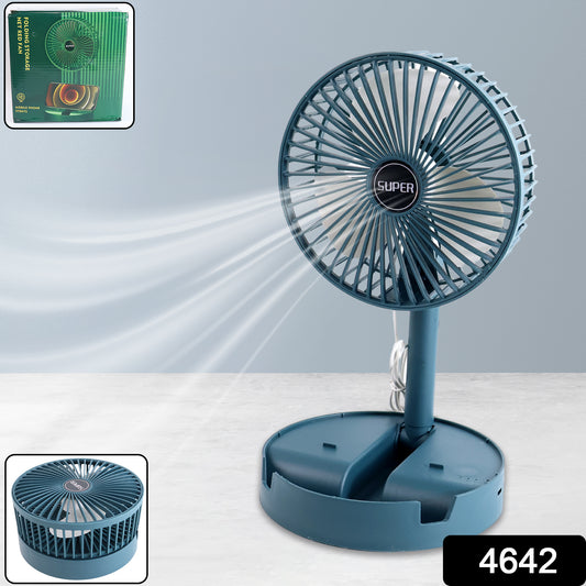 4642 Telescopic Electric Desktop Fan Height Adjustable Foldable Portable For Travelcarry Silent Table Top Personal Fan For Bedside Office Table (Battery Not Include)