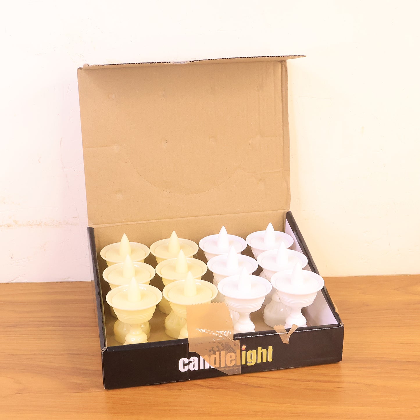 Set Of 12 White Water Sensor Led Diyas