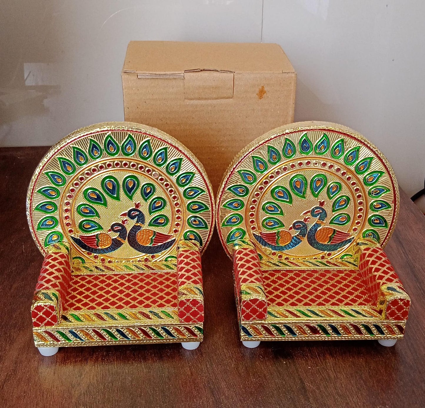 Meenakari Work Laddu Gopal Singhasan For Pooja Mandir Wooden Krishna Ladoo Bal Gopal Sofa