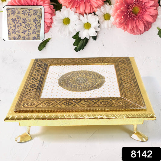 Golden - Square Pooja Chowki Patla Bajot (2020 Cm 1 Pc)