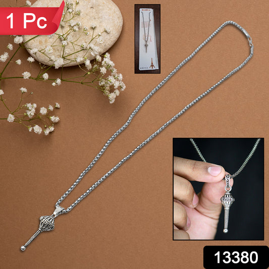 Silver Chain With Gada Pendant Locket (1 Pc)