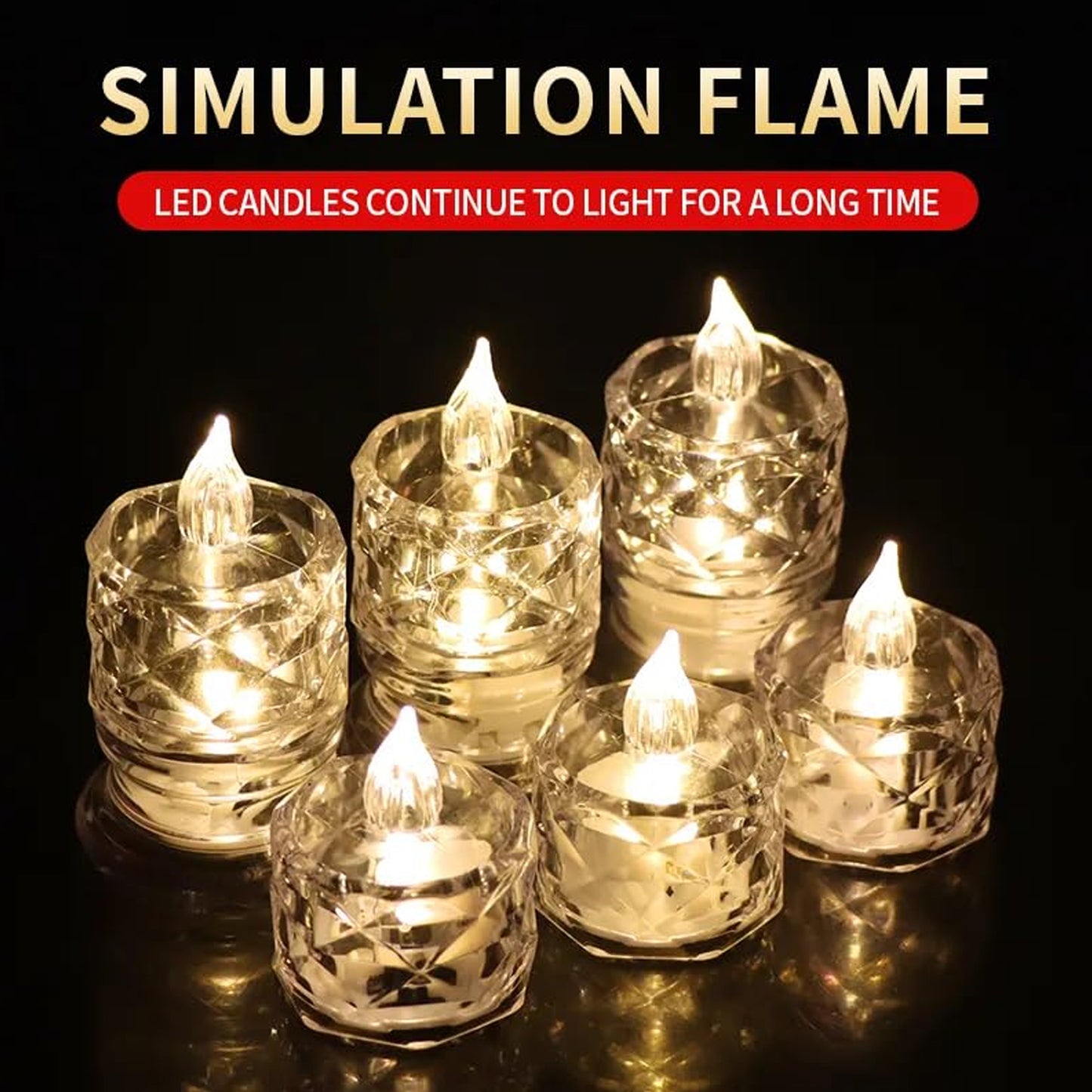 24 Pcs Flameless And Smokeless Decorative Acrylic Candles Transparent Led Tea Light