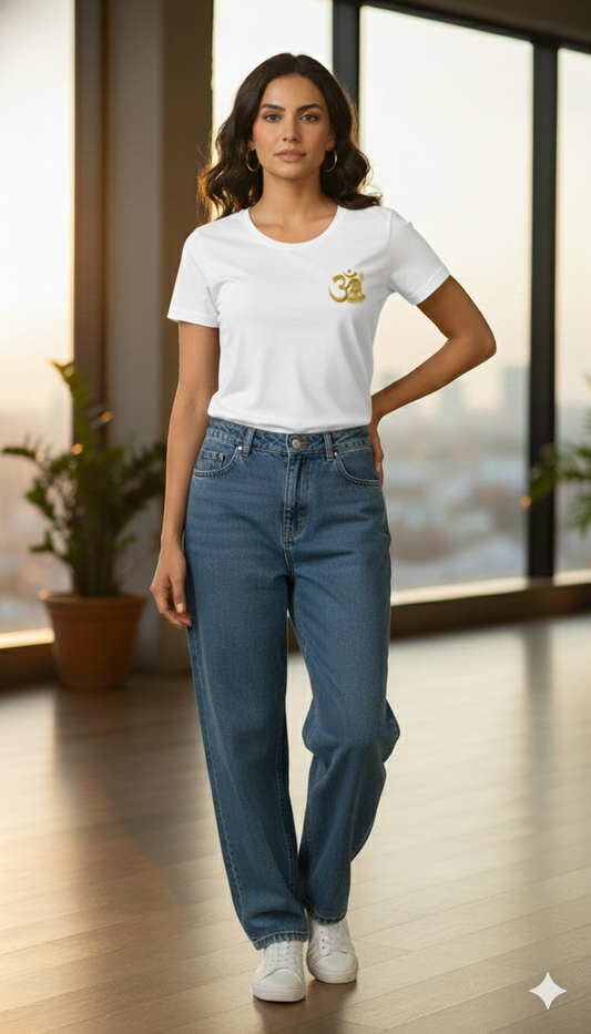 The Divine Om: Women’s Premium Pre-Shrunk 100% Cotton Classic T-Shirt