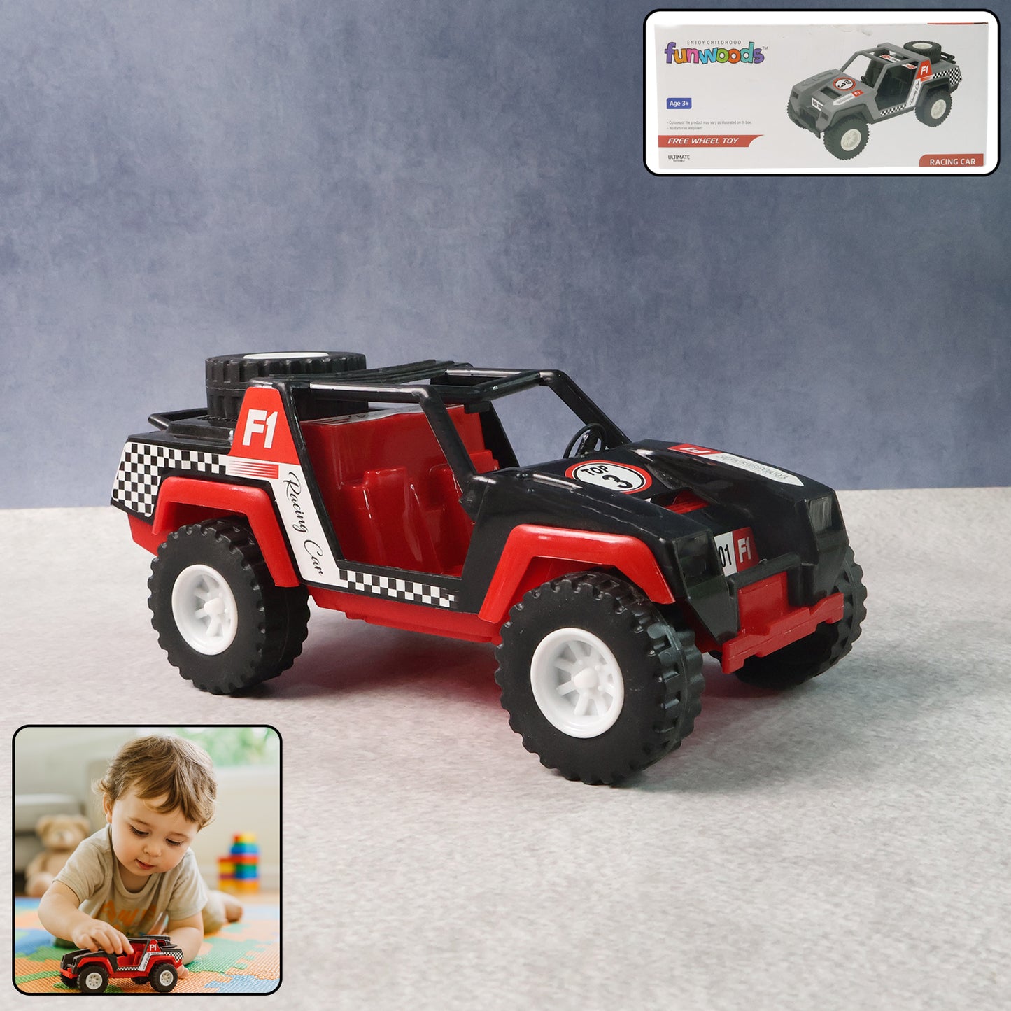 Funwoods Free-wheel Racing Jeep Toy Car - (1 Pc)