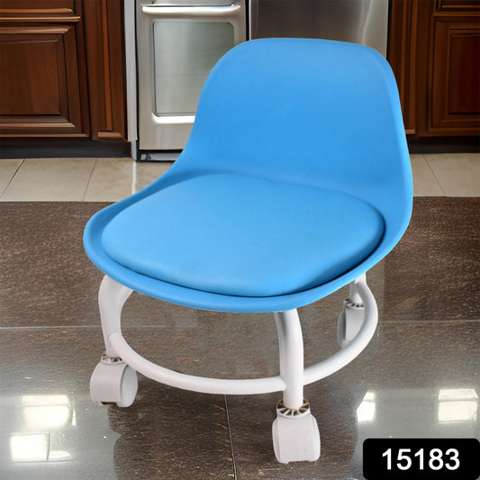 Plastic Low Round Rolling Stool With Wheels Pedicure Stool (1 Pc Mix Color)