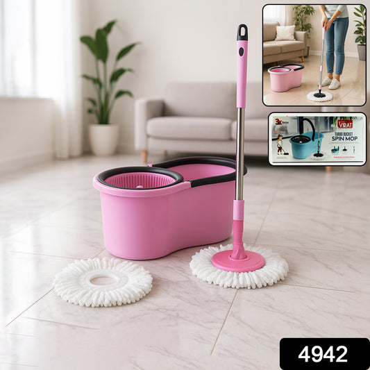 4942 Quick Spin Mop With Steel Spin Bucket Floor Cleaning Easy Wheels Big Bucket Floor Cleaning Mop With Bucket