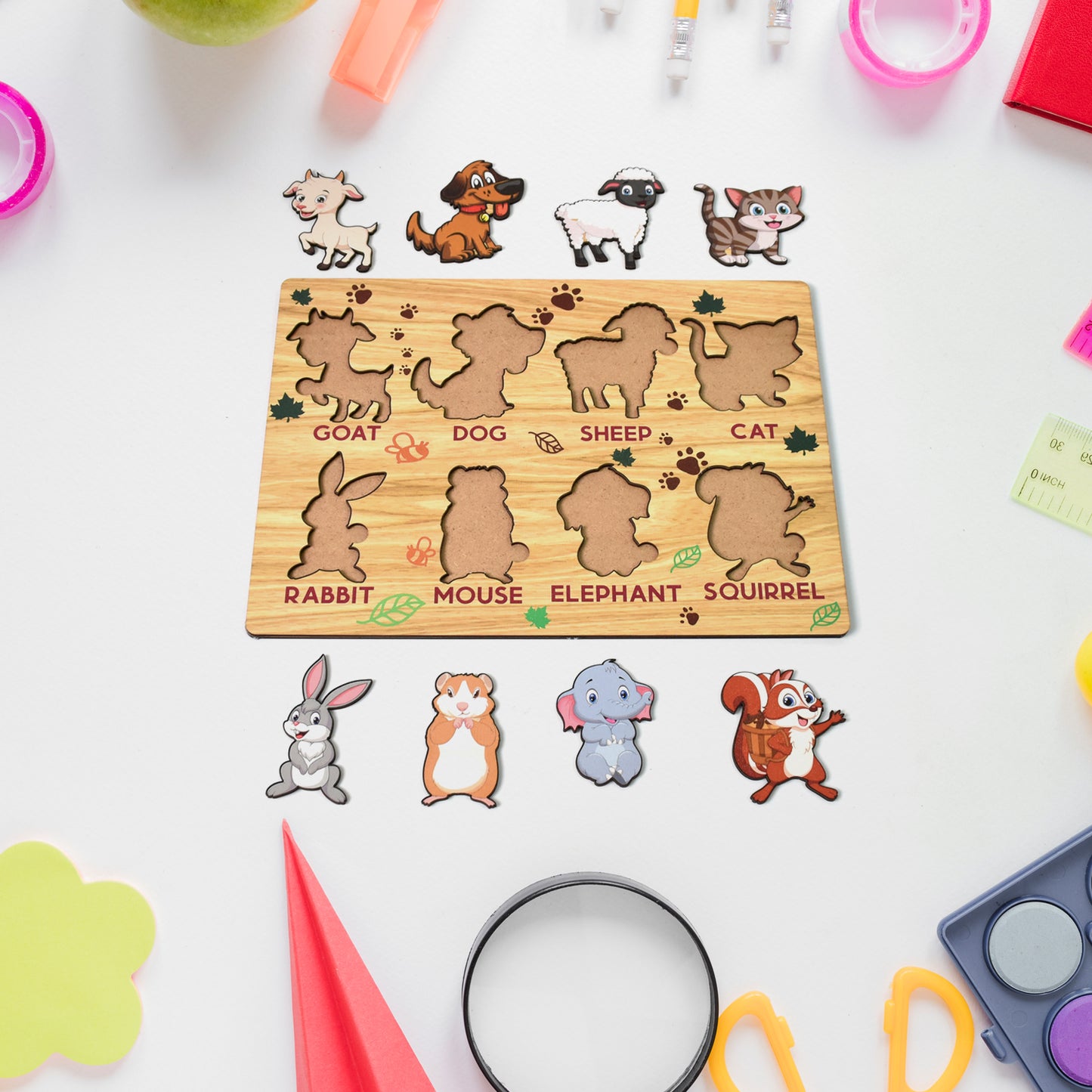Wooden Animal Puzzle Learning Educational Board (1 Set 2820 Cm)