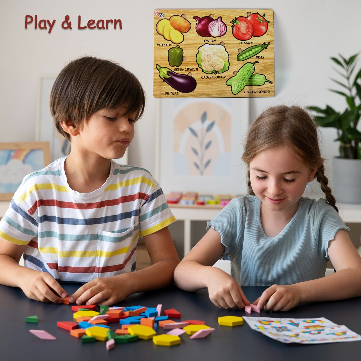 Wooden Vegetable Puzzle Learning Educational Board (1 Set 2820 Cm)