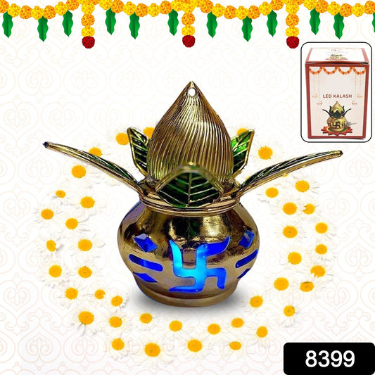 Gold Plated Eco Friendly Led Kalash For Pooja Mandir (1 Pc Multicolor Led)