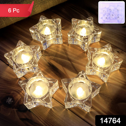 Flameless Star-shaped Led Candles (6 Pc Set)