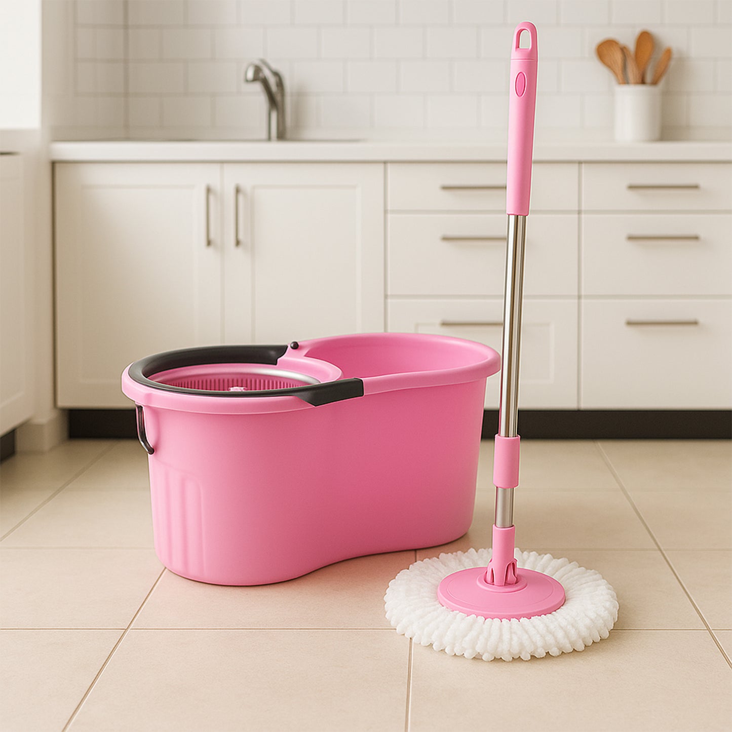 4942 Quick Spin Mop With Steel Spin Bucket Floor Cleaning Easy Wheels Big Bucket Floor Cleaning Mop With Bucket