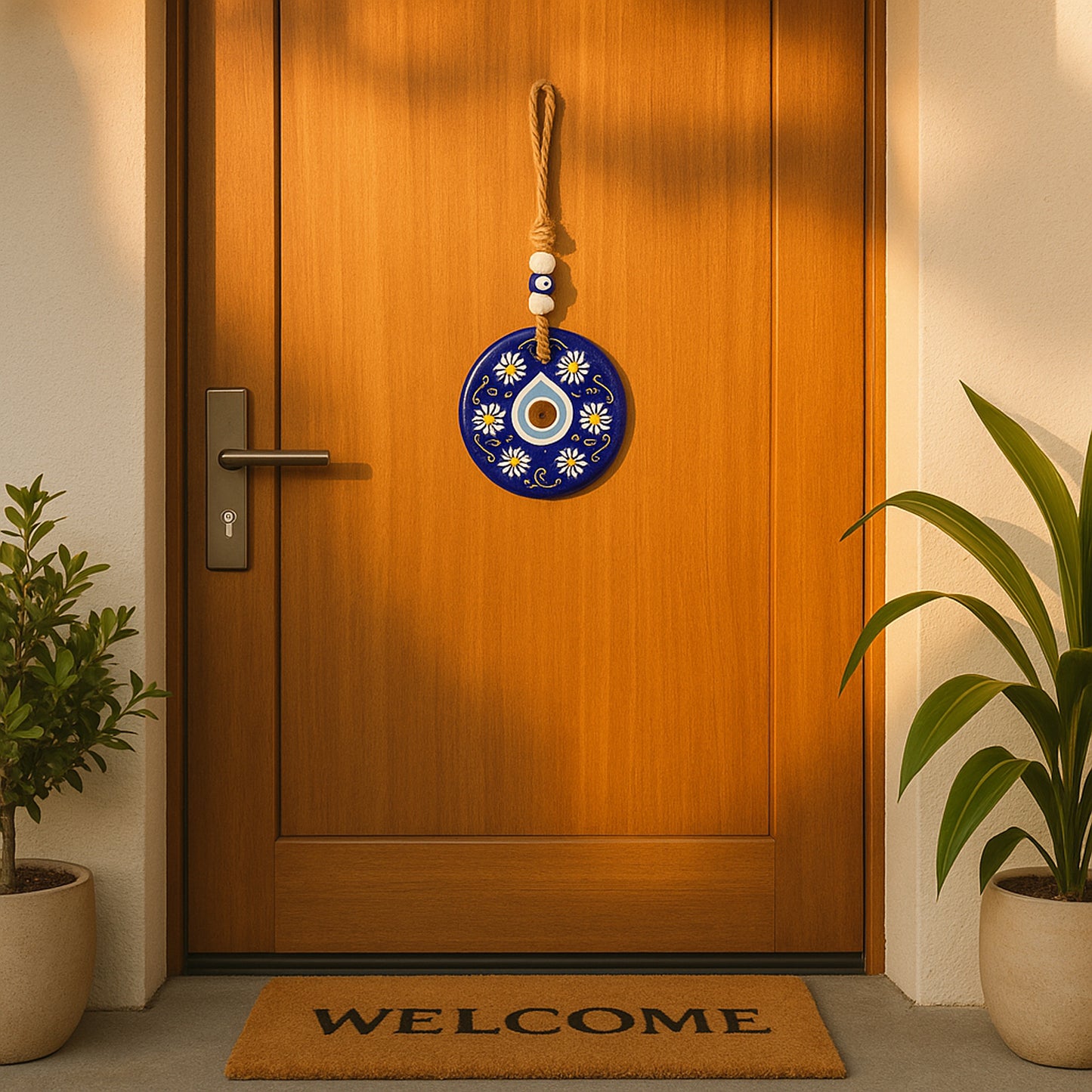 Decorative Evil Eye Wall Hanging Nazar Protector Charm With Beads Wind Chime (1 Pc)