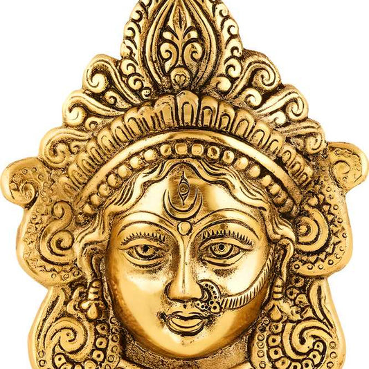 Ambika Durga Face Wall Hanging Metal Idol Showpiece - 15.24 cm  (Gold Plated, Metal, Gold)
