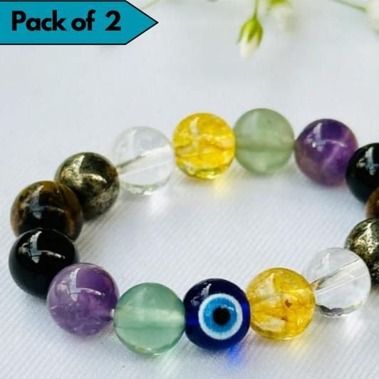 Natural Jade Round Beads Bracelet(Pack Of 2)
