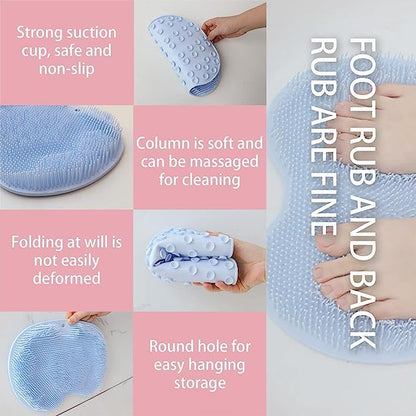 Silicone Foot Scrubber & Back Massager for Shower | Anti-Slip Bath Mat with Suction Cups | Hands-Free Exfoliating & Dead Skin Remover Pad | Spa Foot Massage Mat