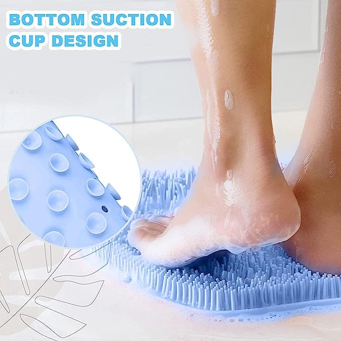 Silicone Foot Scrubber & Back Massager for Shower | Anti-Slip Bath Mat with Suction Cups | Hands-Free Exfoliating & Dead Skin Remover Pad | Spa Foot Massage Mat