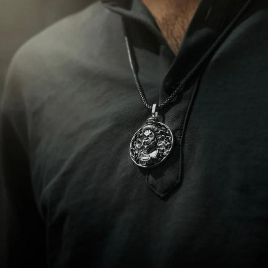 Hanuman Ji Pendant Oxodaised Silver Chain