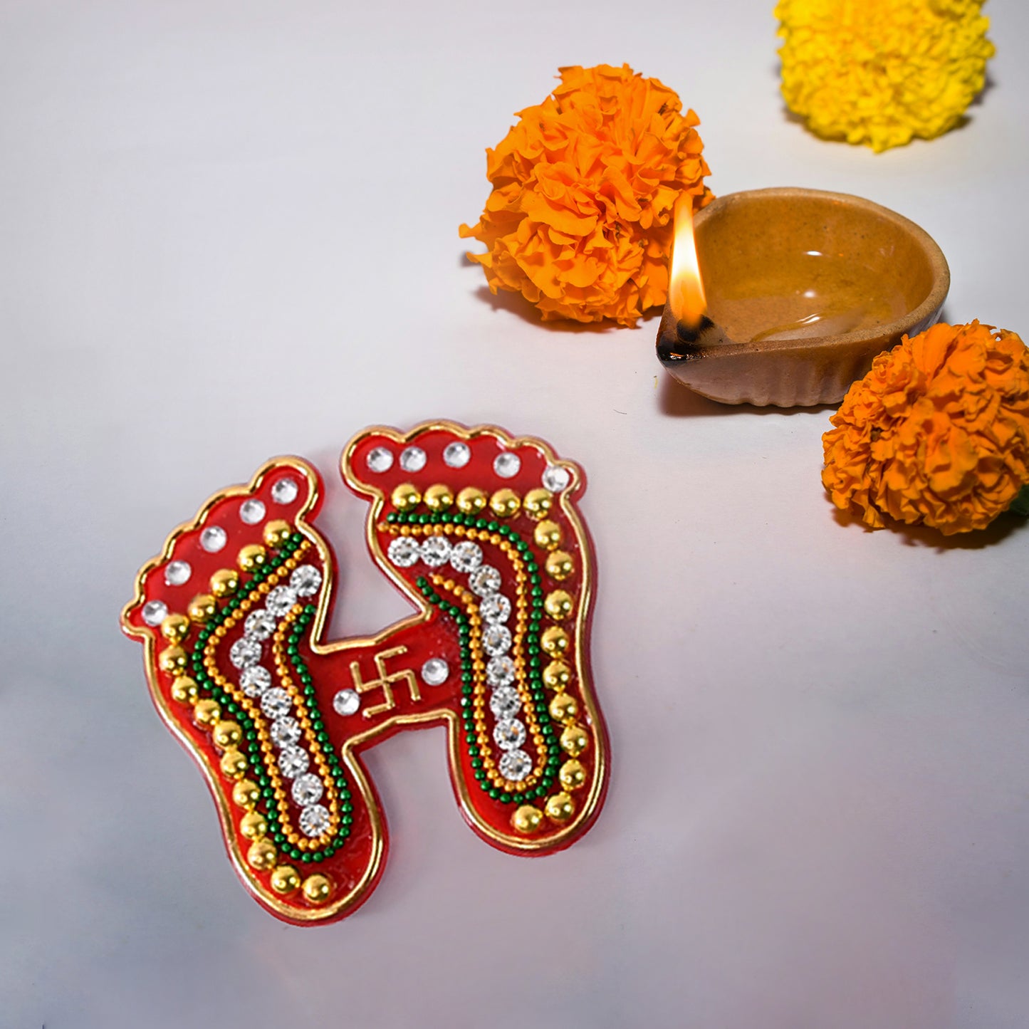 Decorative Laxmi Charan Paduka Sticker Set (Pack Of 2 Pc)