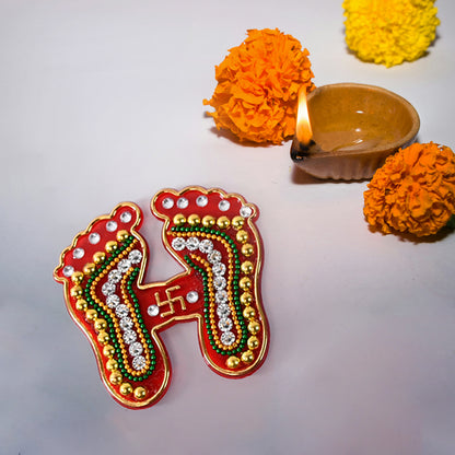 Decorative Laxmi Charan Paduka Sticker Set (Pack Of 2 Pc)
