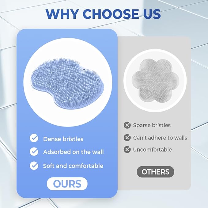 Silicone Foot Scrubber & Back Massager for Shower | Anti-Slip Bath Mat with Suction Cups | Hands-Free Exfoliating & Dead Skin Remover Pad | Spa Foot Massage Mat