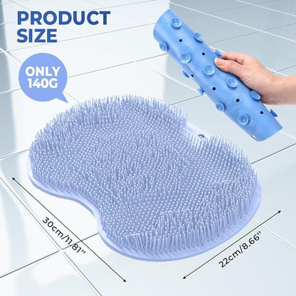 Silicone Foot Scrubber & Back Massager for Shower | Anti-Slip Bath Mat with Suction Cups | Hands-Free Exfoliating & Dead Skin Remover Pad | Spa Foot Massage Mat