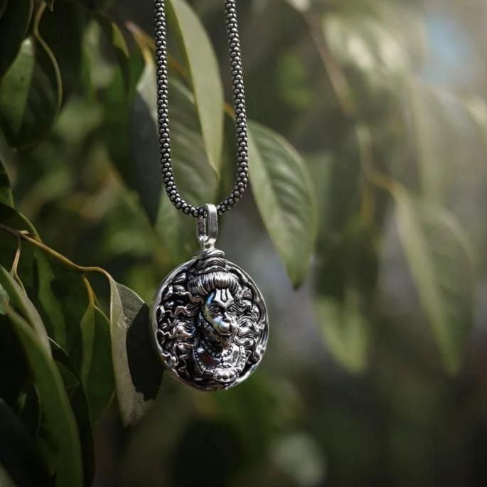 Hanuman Ji Pendant Oxodaised Silver Chain