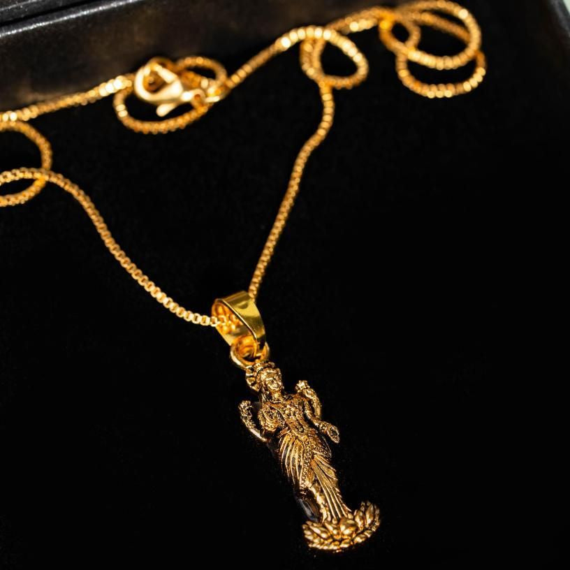 Gold Plated Laxmi Mataji Pendant with Chain