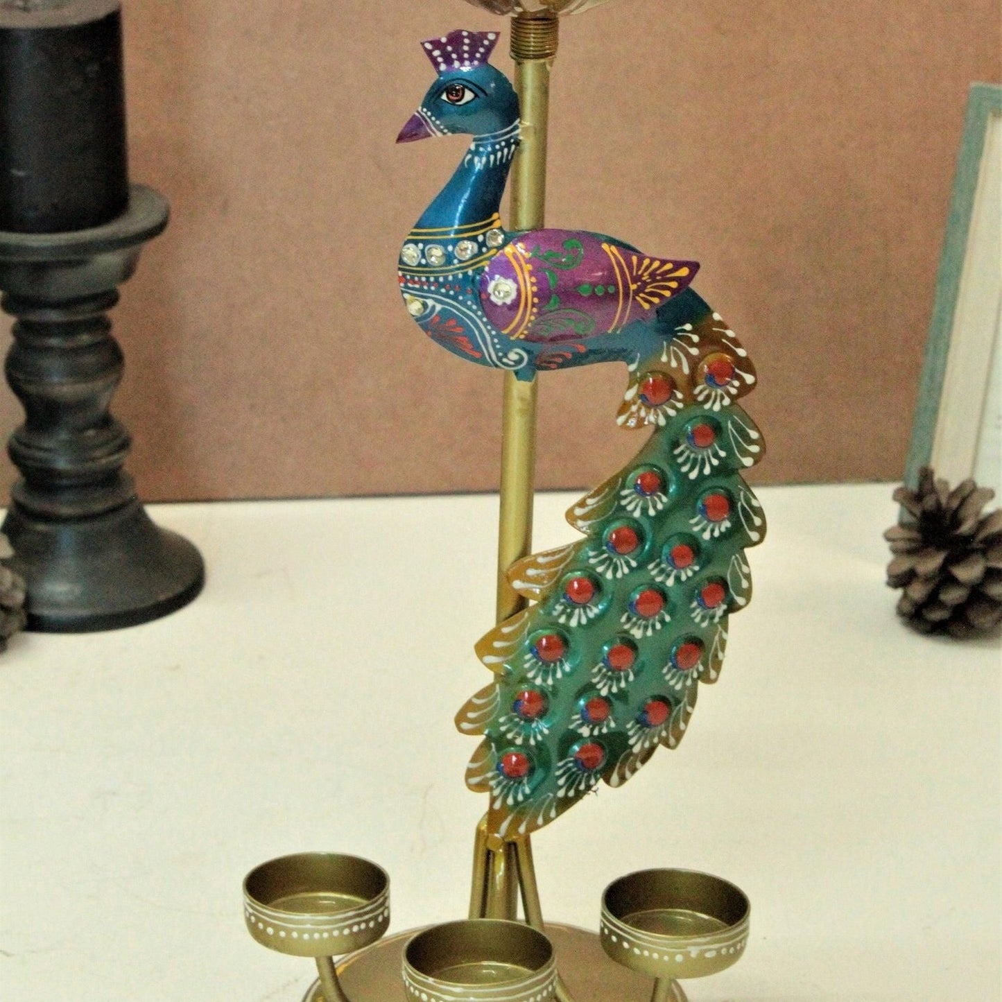 Crafted Peacock Tealight Holder