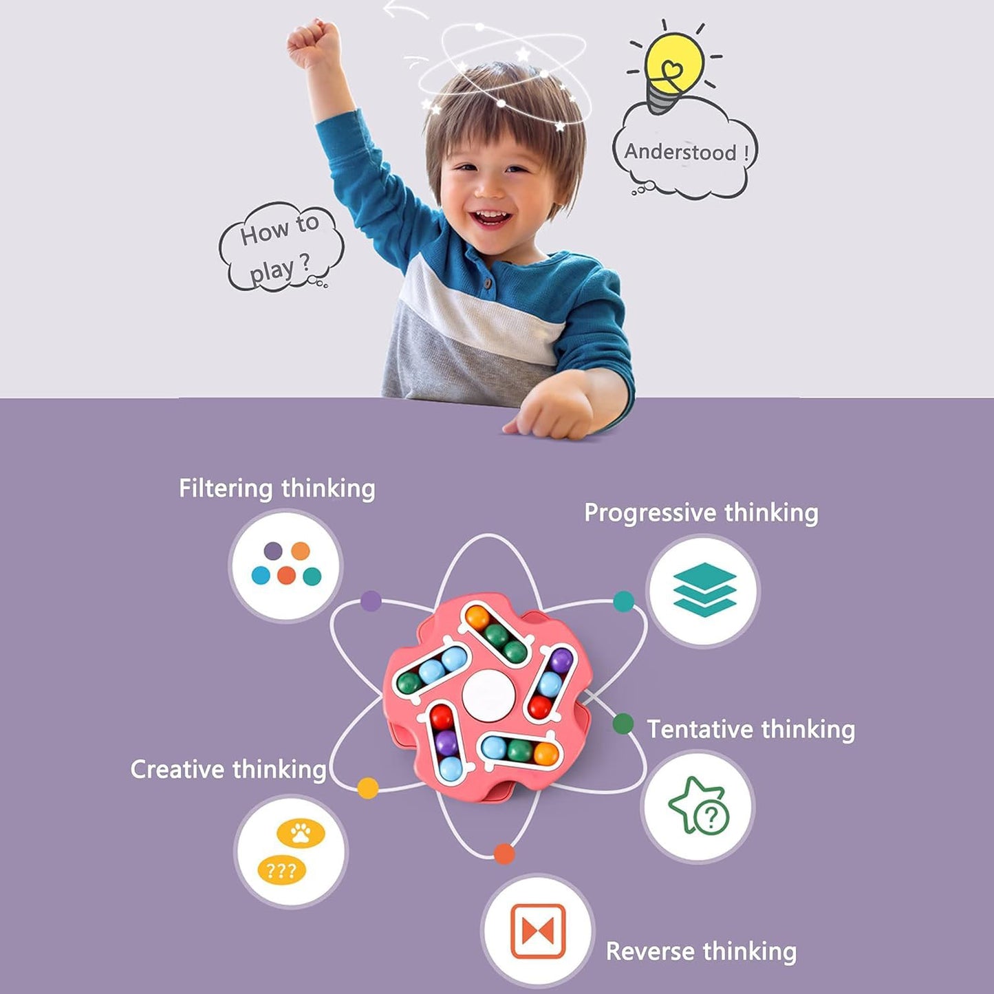 Fidget Magic Cube Spinner Toy  Multi-track Finger Puzzle