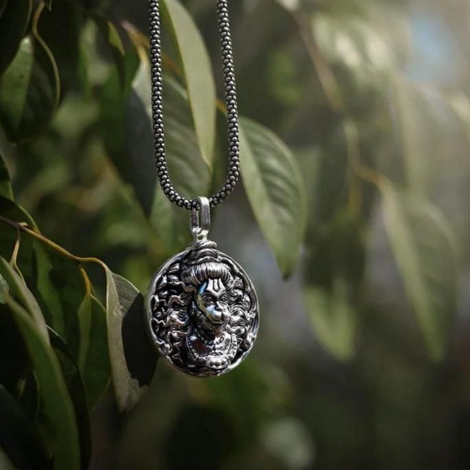 Hanuman Ji Pendant Oxodaised Silver Chain
