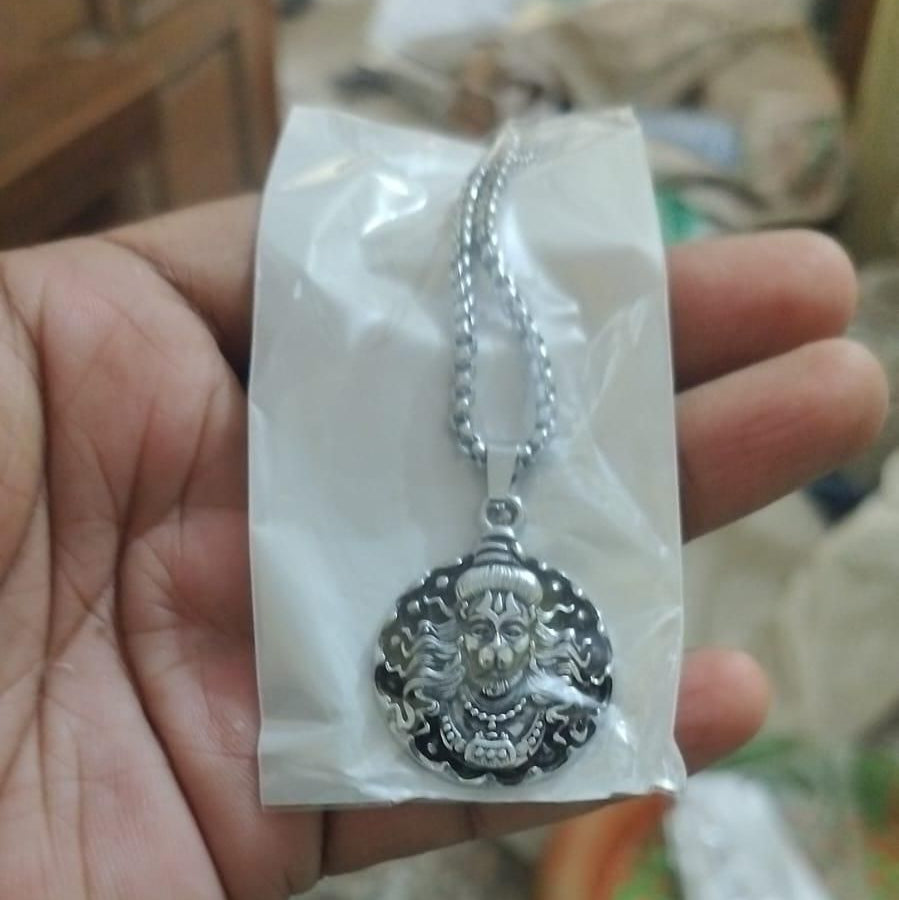 Hanuman Ji Pendant Oxodaised Silver Chain