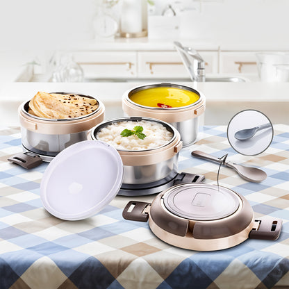 Ganesh Steko-3 Triple Layer Stainless Steel Insulated Lunch Box Set