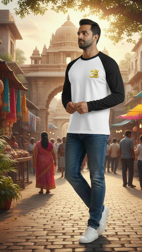 Unisex The Divine Om: Premium Bio-Washed Raglan T-Shirt