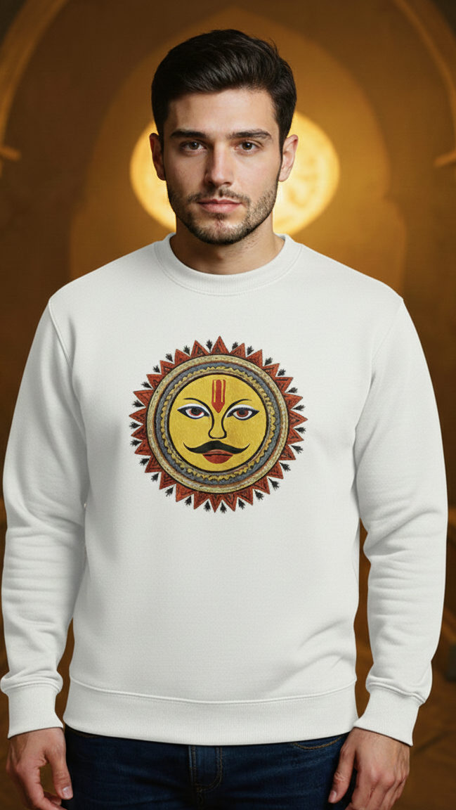Sun God Unisex Sweatshirt | Heavyweight 300 GSM 100% Cotton Fleece | Premium Surya Graphic Pullover