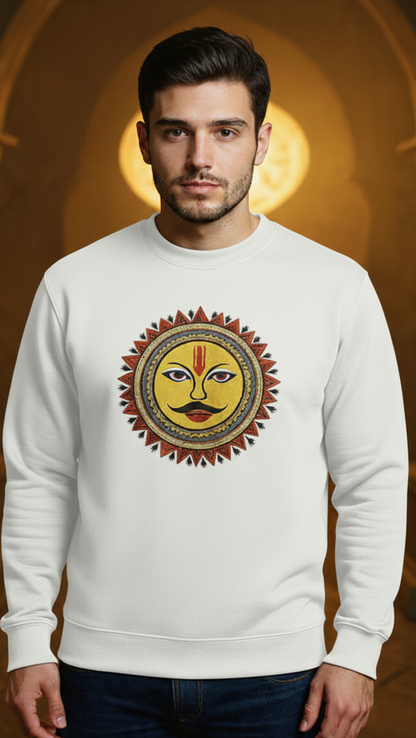 Sun God Unisex Sweatshirt | Heavyweight 300 GSM 100% Cotton Fleece | Premium Surya Graphic Pullover