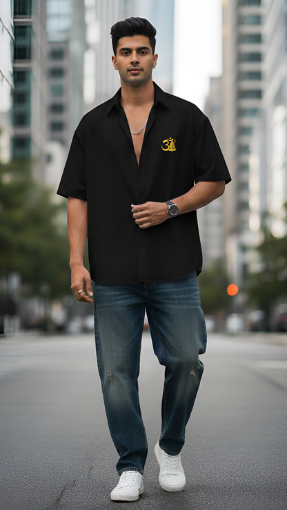 Divine Essence: Premium Unisex 100% Cotton 240 GSM "Mahadev & Om" Oversized Shirt