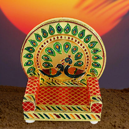 Meenakari Work Laddu Gopal Singhasan For Pooja Mandir Wooden Krishna Ladoo Bal Gopal Sofa