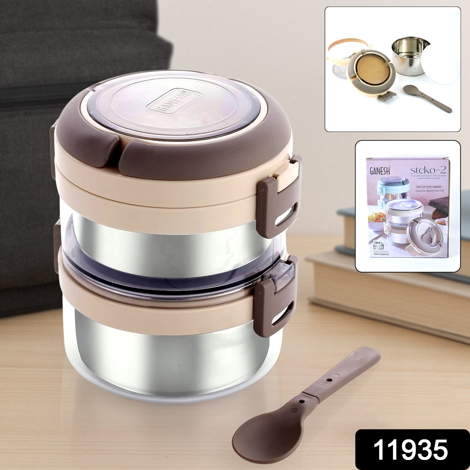 Ganesh Steko-2 Double Layer Stainless Steel Insulated Lunch Box Set