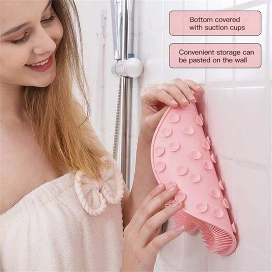 Silicone Foot Scrubber & Back Massager for Shower | Anti-Slip Bath Mat with Suction Cups | Hands-Free Exfoliating & Dead Skin Remover Pad | Spa Foot Massage Mat
