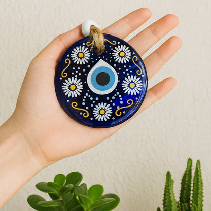 Decorative Evil Eye Wall Hanging Nazar Protector Charm With Beads Wind Chime (1 Pc)