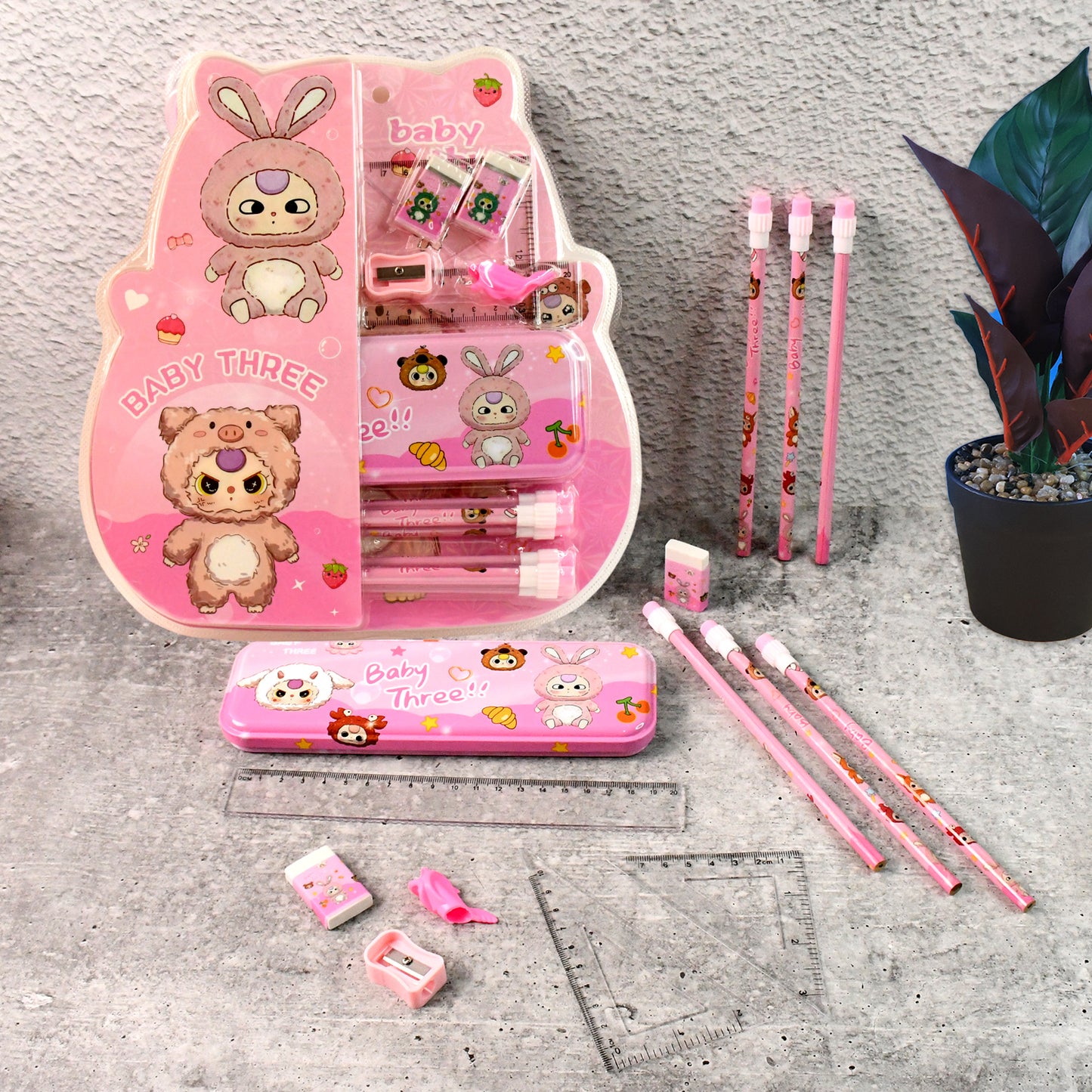 Cartoon Stationery Gift Set For Kids (14 Pc)