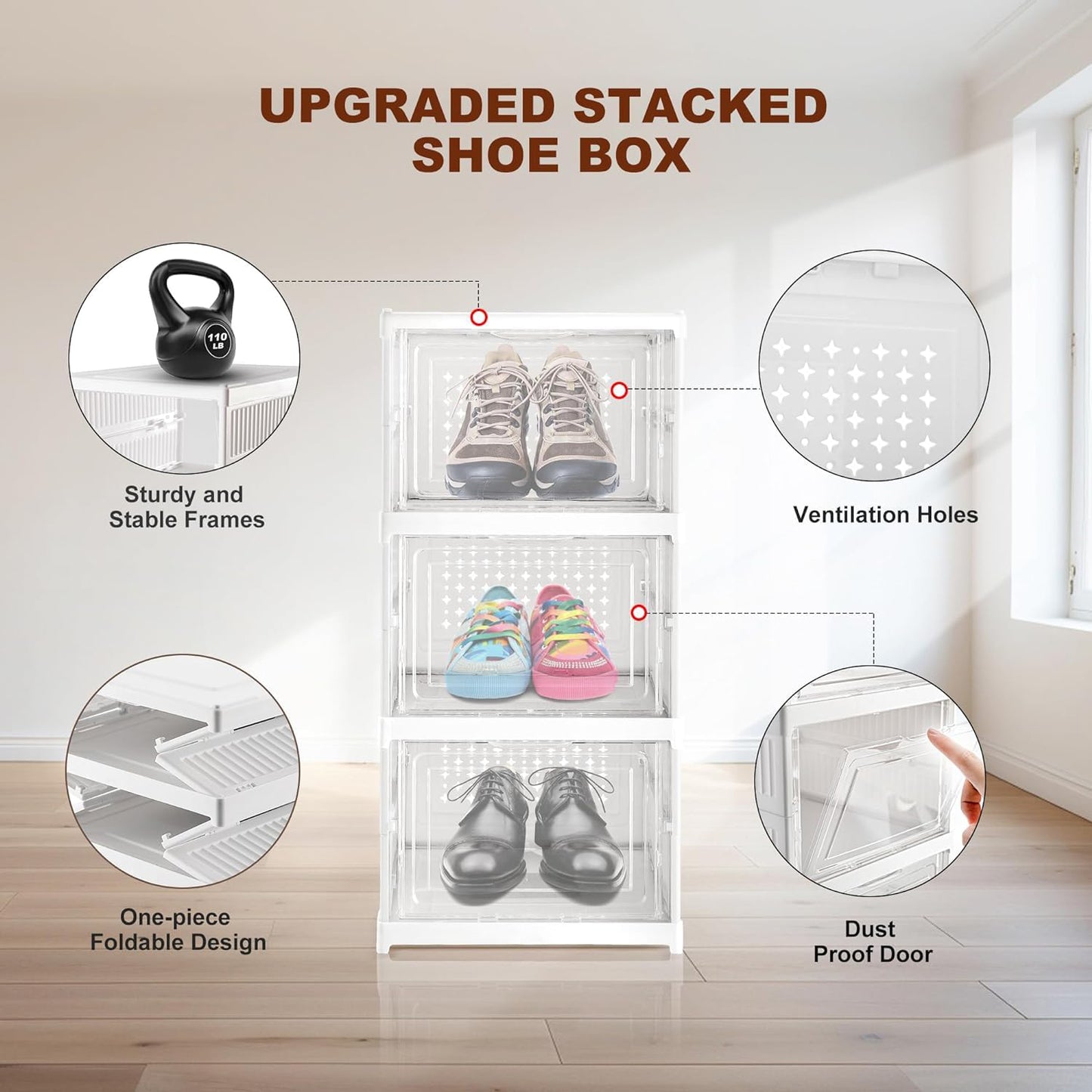Stackable Multifunctional Storage For Clothes Foldable Drawer Shelf Basket Utility Cart
