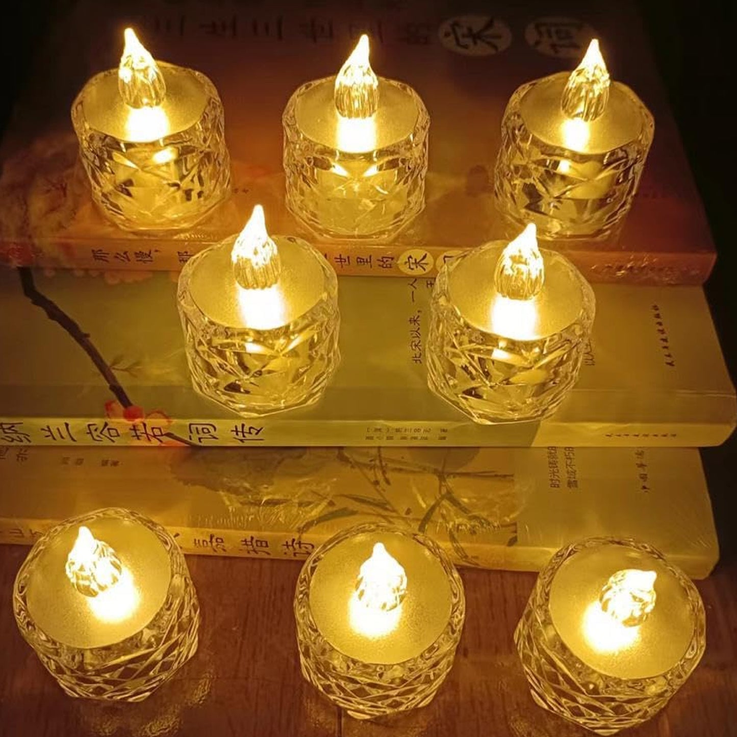 24 Pcs Flameless And Smokeless Decorative Acrylic Candles Transparent Led Tea Light