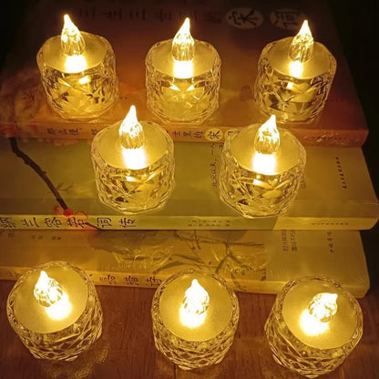 24 Pcs Flameless And Smokeless Decorative Acrylic Candles Transparent Led Tea Light