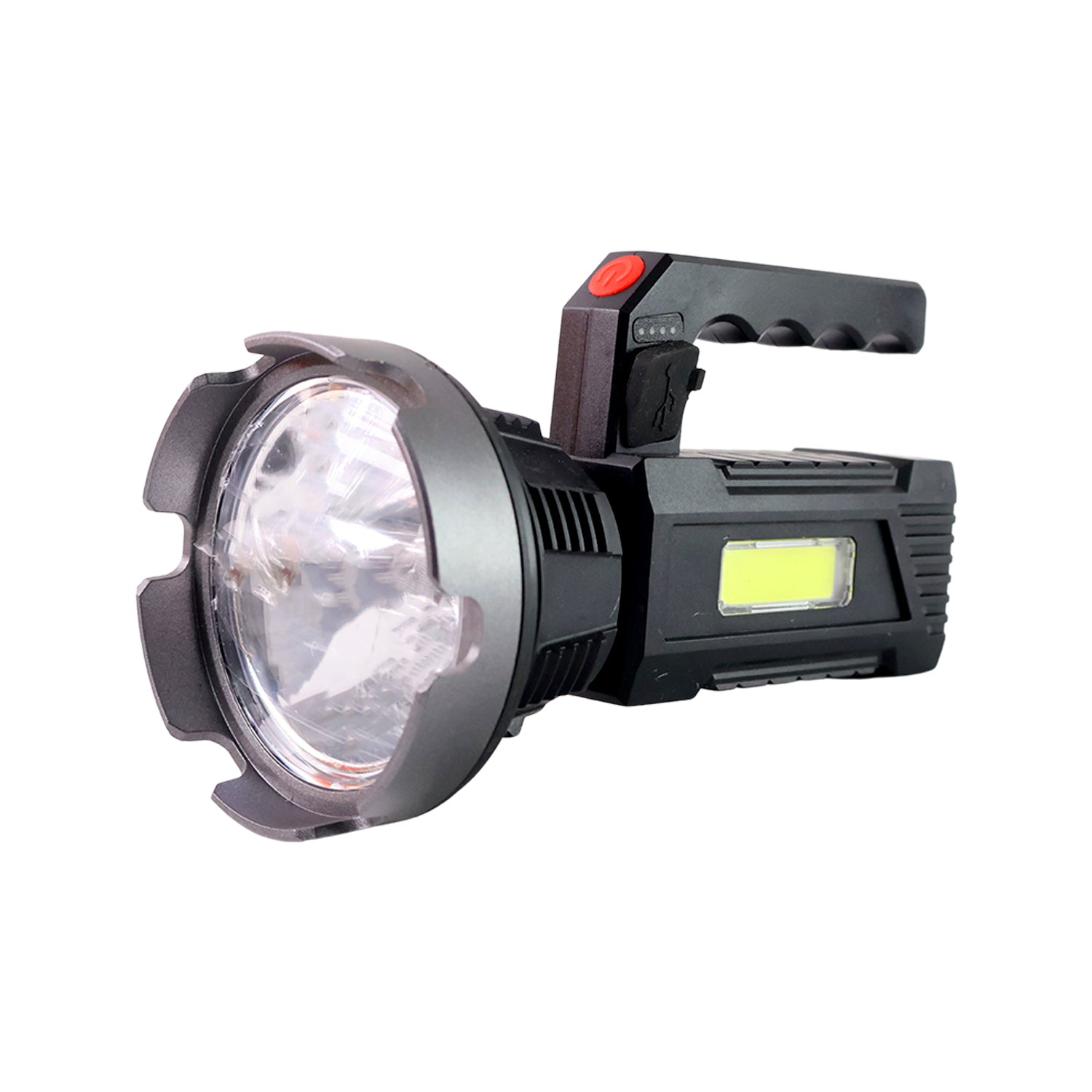 Heavy-duty Rechargeable Usb Led Hand Torch With Cob Side Light (1 Pc)