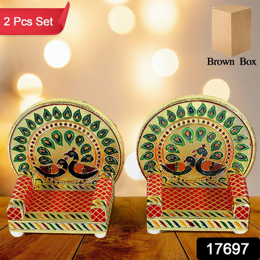Meenakari Work Laddu Gopal Singhasan For Pooja Mandir Wooden Krishna Ladoo Bal Gopal Sofa