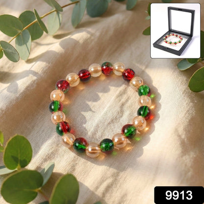 Multicolor Glossy Bead Stretch Bracelet  (1 Pc)