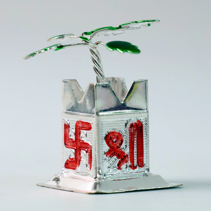 Tulsi Plant Miniature Idol With Mandir Kalash Base - (1 Pc)