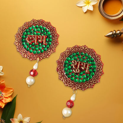 Shubh Labh Beaded Decorative Door Hanging (2 Pc)