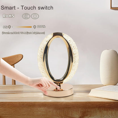 Touch Control Crystal Table Desk Lamp 3-way Dimmable Light Usb Rechargeable